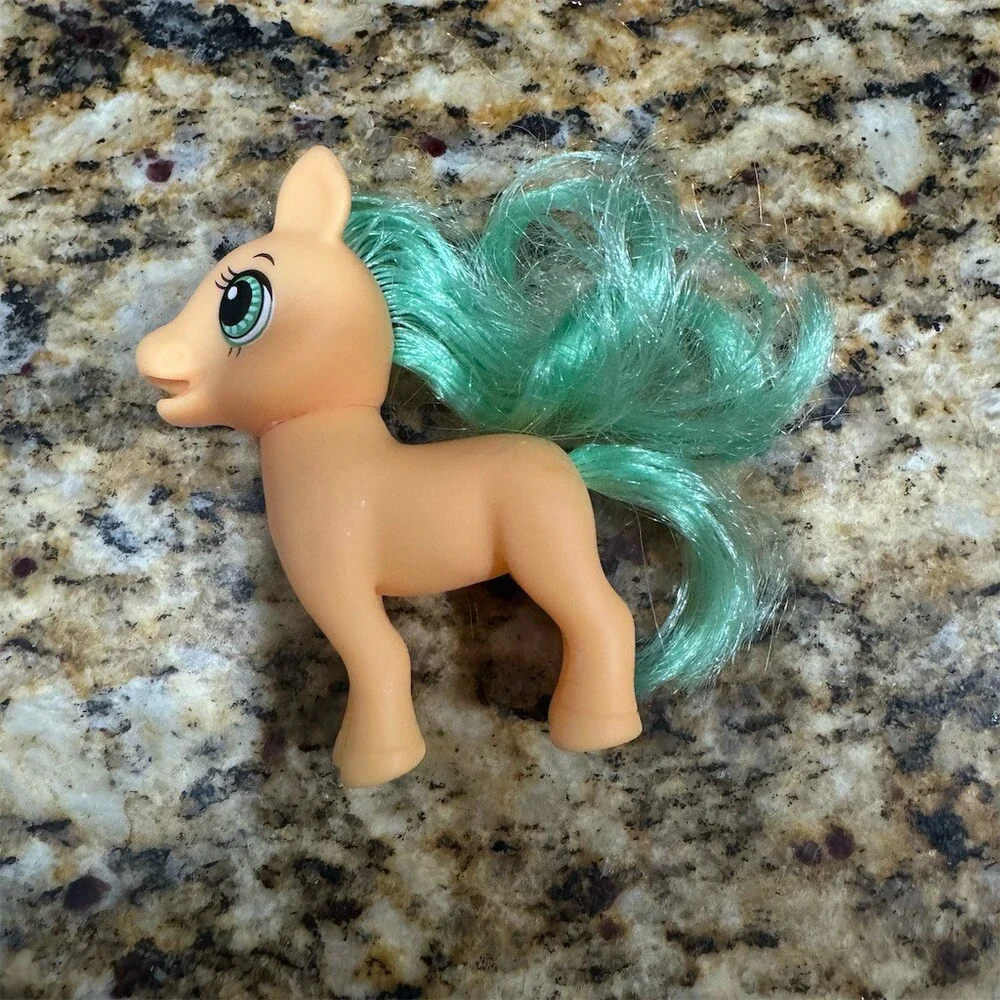 Pretty Ponies Mini Pony Figure Tan w/ Teal Mane & Tail My Little Pony